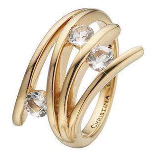 Christina Collect Gold-plated silver Balance Love with white topaz in clasp setting, model 4.1.B